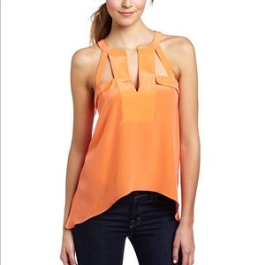 BCBCMaxazria S Kathleen Orange Cutout Top All Silk
